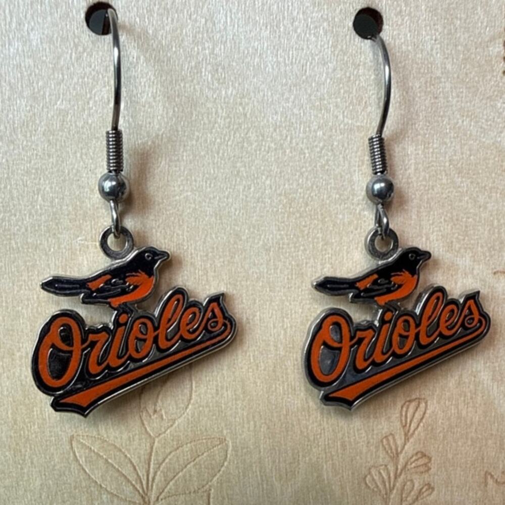 Baltimore Orioles Enamel Dangle Earrings MLB Baseball Bird Logo Fan Jewelry